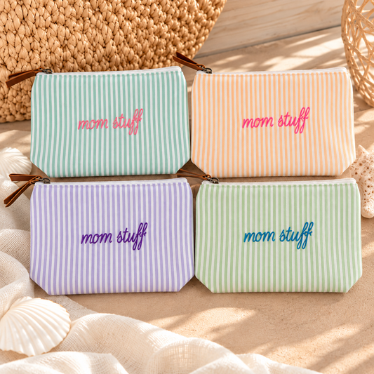 Mom Stuff Embroidered Pouch